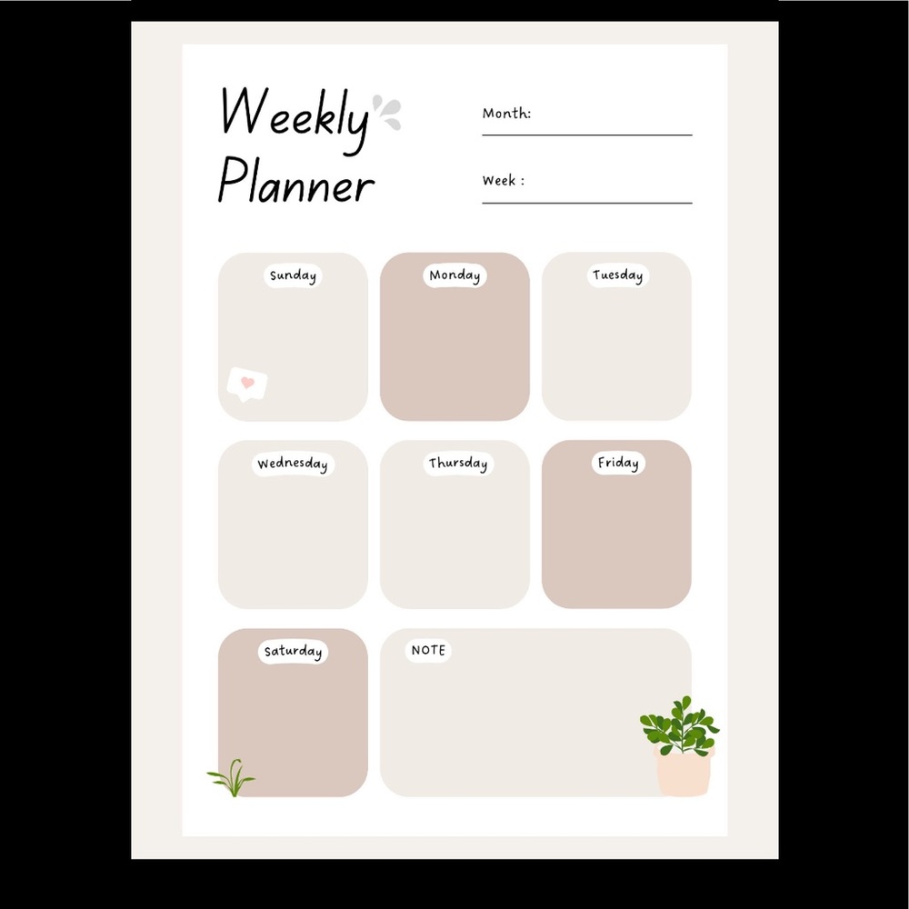 Weekly Planner - My New Etsy shop EZLivingFinds